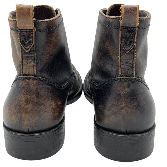 John Varvatos Brown Leather Lace Up Moto Cap Toe Ankle Boots Men’s Sz 8.5 - Picture 8 of 14